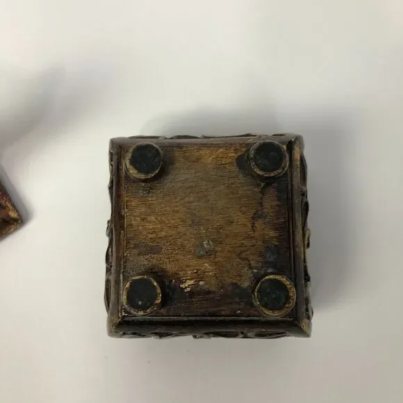 Fleur De Lis Small Trinket Box Clear Acrylic Accent Distressed Lidded - Picture 4 of 4